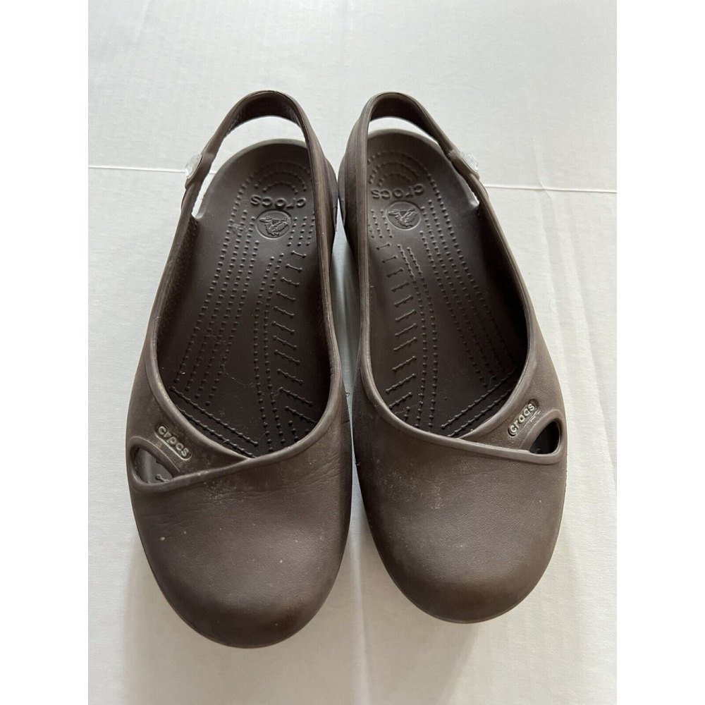 Crocs Olivia Sandal Womens 9M Rhinestone Slingback Ballet Flats Comfort Brown - Picture 4 of 7